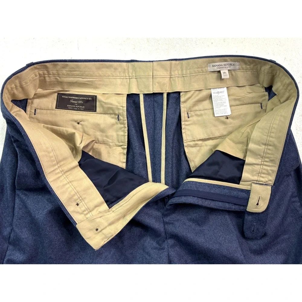 Banana Republic‎ 38x34 Blue Plaid Vitale Barberis Canonico Flannel Wool Pants
